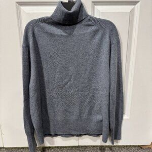 J CREW 100% CASHMERE FOLDOVER TURTLENECK SWEATER XL SLATE BLUE